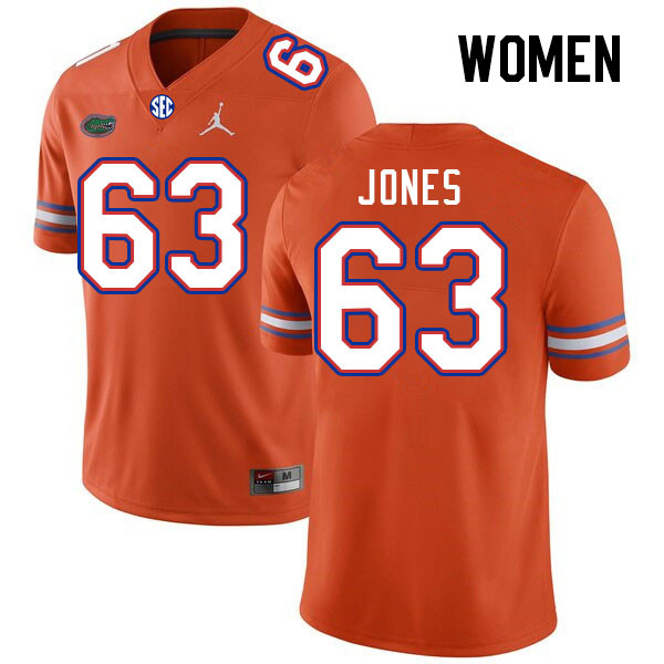 Women #63 Caden Jones Florida Gators College Football Jerseys Stitched Sale-Orange - Click Image to Close
